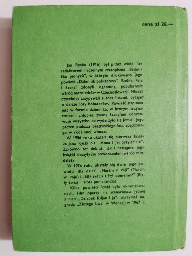 DZIENNIK POKŁADOWY CZYLI O PRZYGODACH BUDDY, FAI I SZERYFA - Jan Ryska 1978