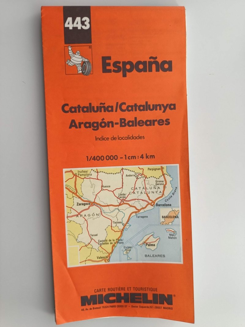 ESPANA CATALUNA CATALUNYA ARAGON BALEARES 1:400 000