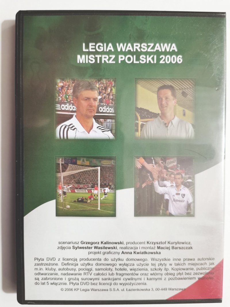 DVD. LEGIA WARSZAWA MISTRZ POLSKI 2006