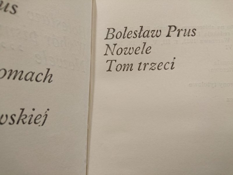 BOLESŁAW PRUS. WYBÓR PISM TOM 3 NOWELE TOM III