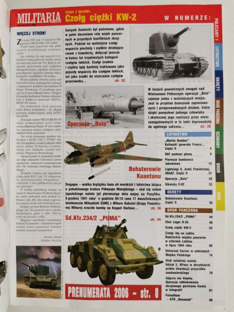 MILITARIA XX WIEKU NR 1 (10) STYCZEŃ-LUTY 2006