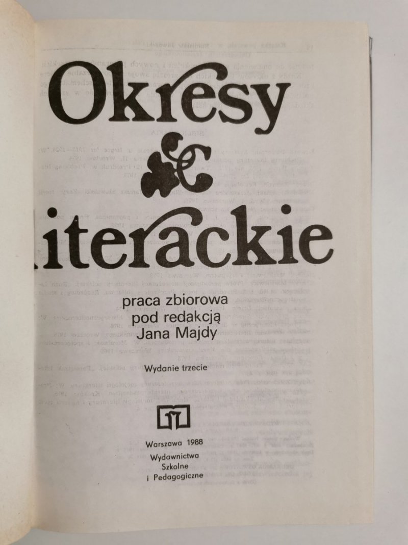 OKRESY LITERACKIE - red. Jan Majda 1988
