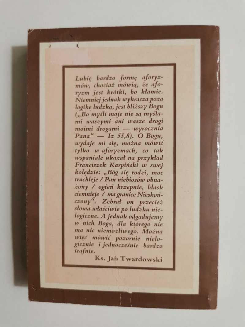 PEWNOŚĆ NIEPEWNOŚCI - ks. Jan Twardowski 1995