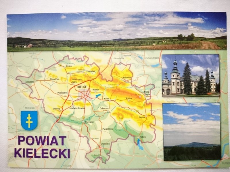 POWIAT KIELECKI. PANORAMA Z BARTOSZOWIN. PAŁAC BISKUPOÓW KRAKOWSKICH I INNE FOT. J. PERNAL