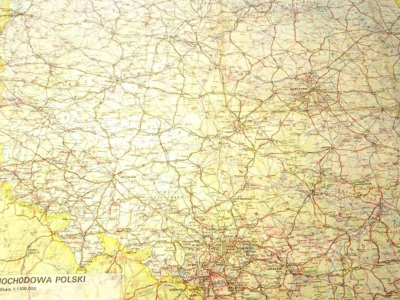 MAPA SAMOCHODOWA POLSKI 1976