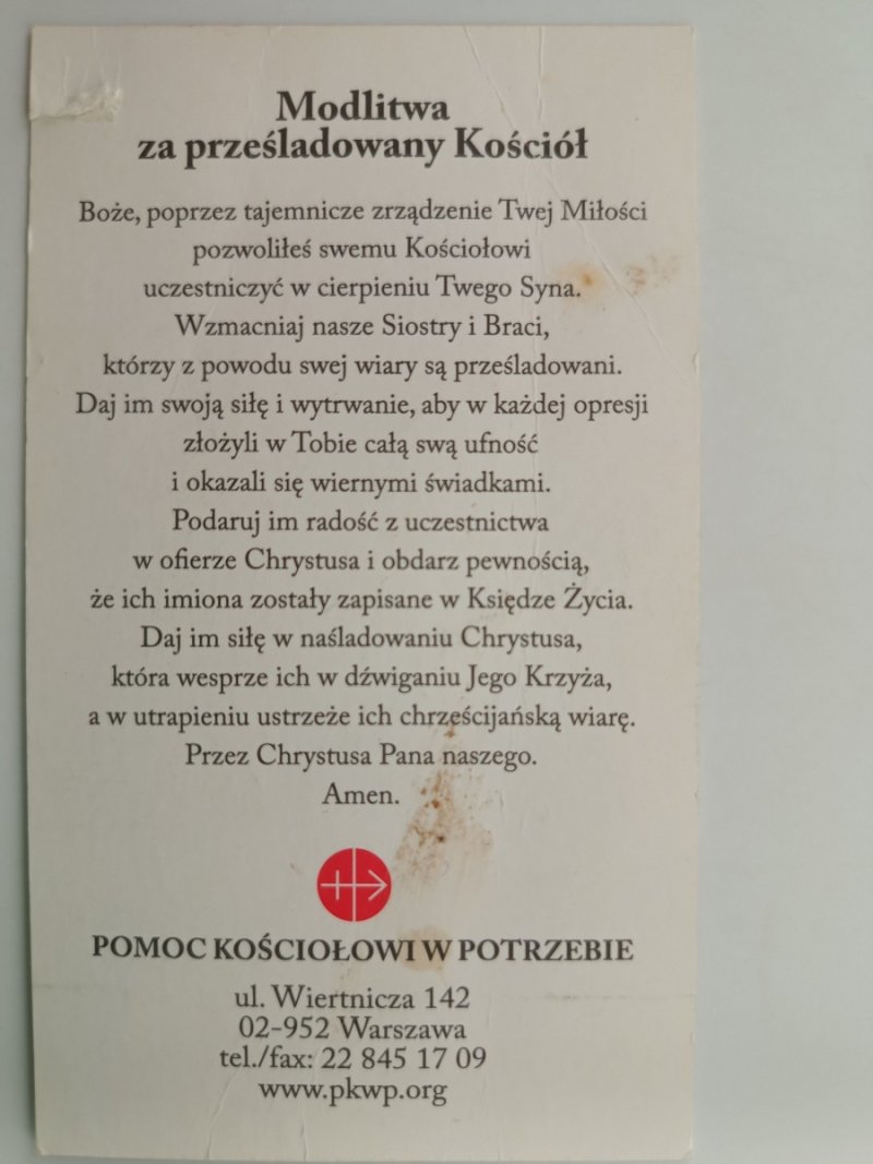 POMOC KOŚCIOŁOWI W POTRZEBIE