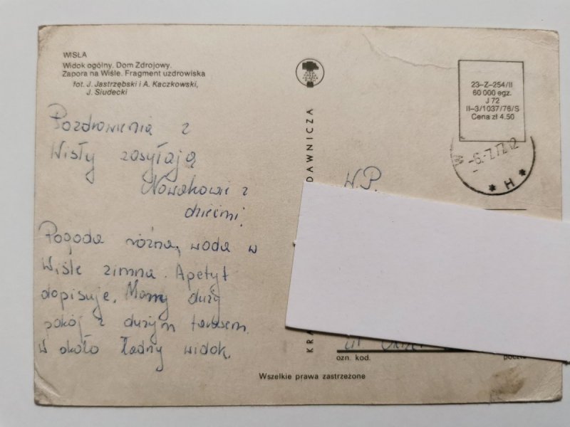 POZDROWIENIA Z WISŁY. WIDOK OGÓLNY, DOM ZDROJOWY, ZAPORA NA WIŚLE, FRAGMENT UZDROWISKA FOT. JASTRZĘBSKI I INNI