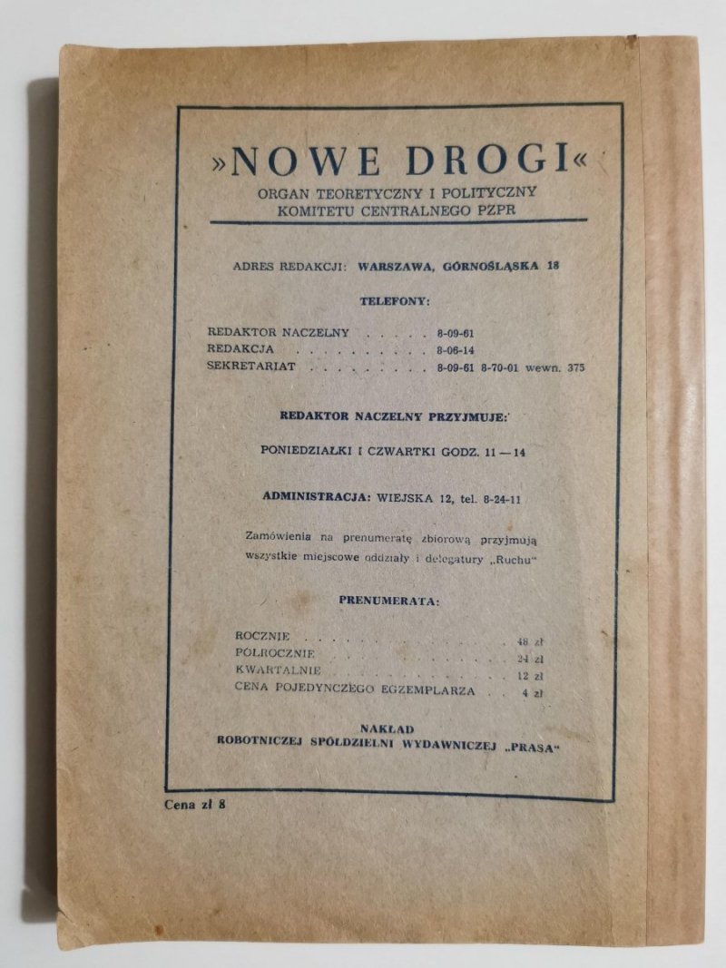 NOWE DROGI VIII PLENUM KOMITETU CENTRALNEGO PZPR NR 10 (88) PAŹDZIERNIK 1956