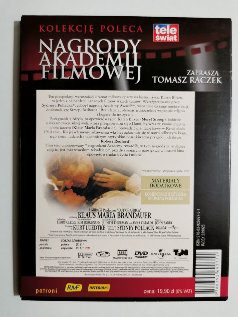 DVD. POŻEGNANIE Z AFRYKĄ – MERYL STREEP