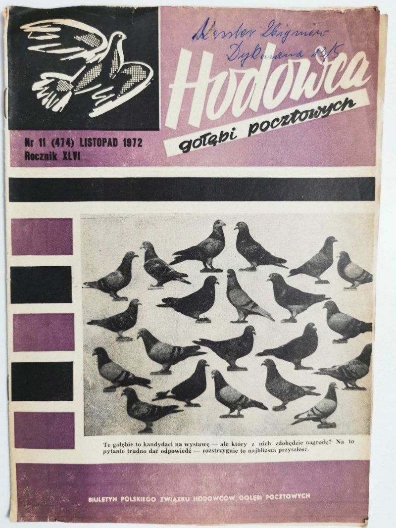 HODOWCA GOŁĘBI POCZTOWYCH NR 11  1972
