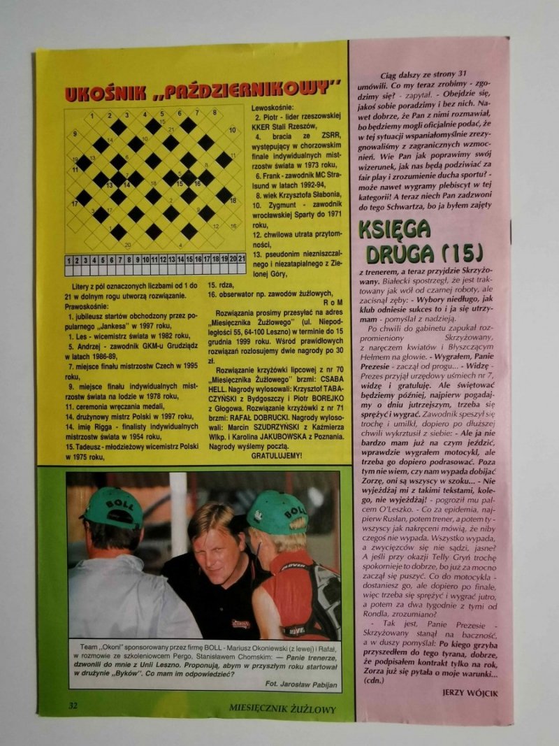 MIESIĘCZNIK ŻUŻLOWY NR 10 1999