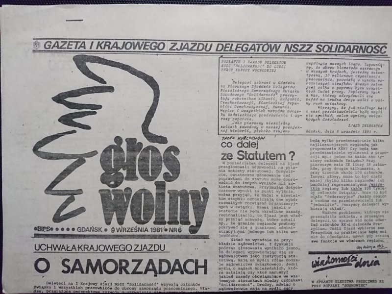GŁOS WOLNY. GDAŃSK 9 WRZEŚNIA 1981 NR 6