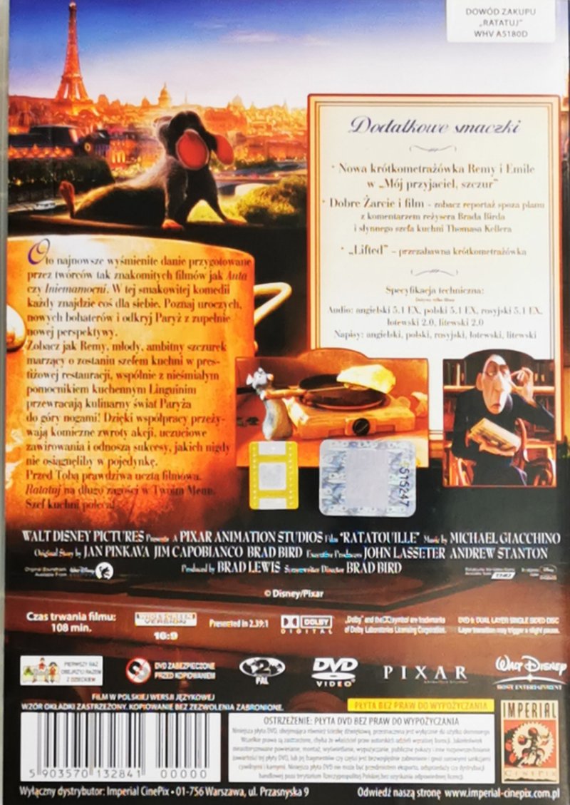 DVD. RATATUJ. RATATOUILLE
