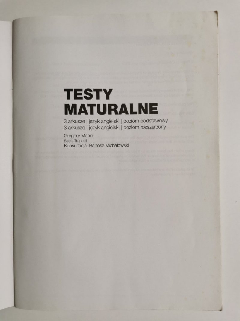 TESTY MATURALNE. 3 ARKUSZE JĘZYK ANGIELSKI PODSTAWOWY ROZSZERZONY 2019