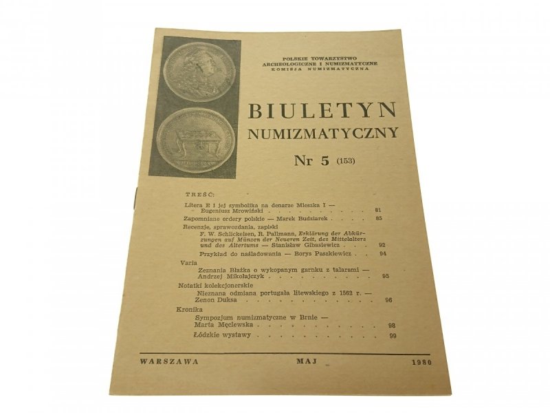 BIULETYN NUMIZMATYCZNY NR 5 (153) V. 1980