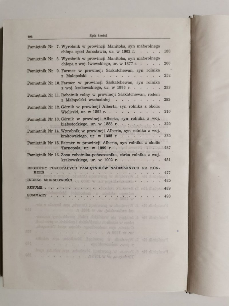 PAMIĘTNIKI EMIGRANTÓW KANADA NR 1-16 1971