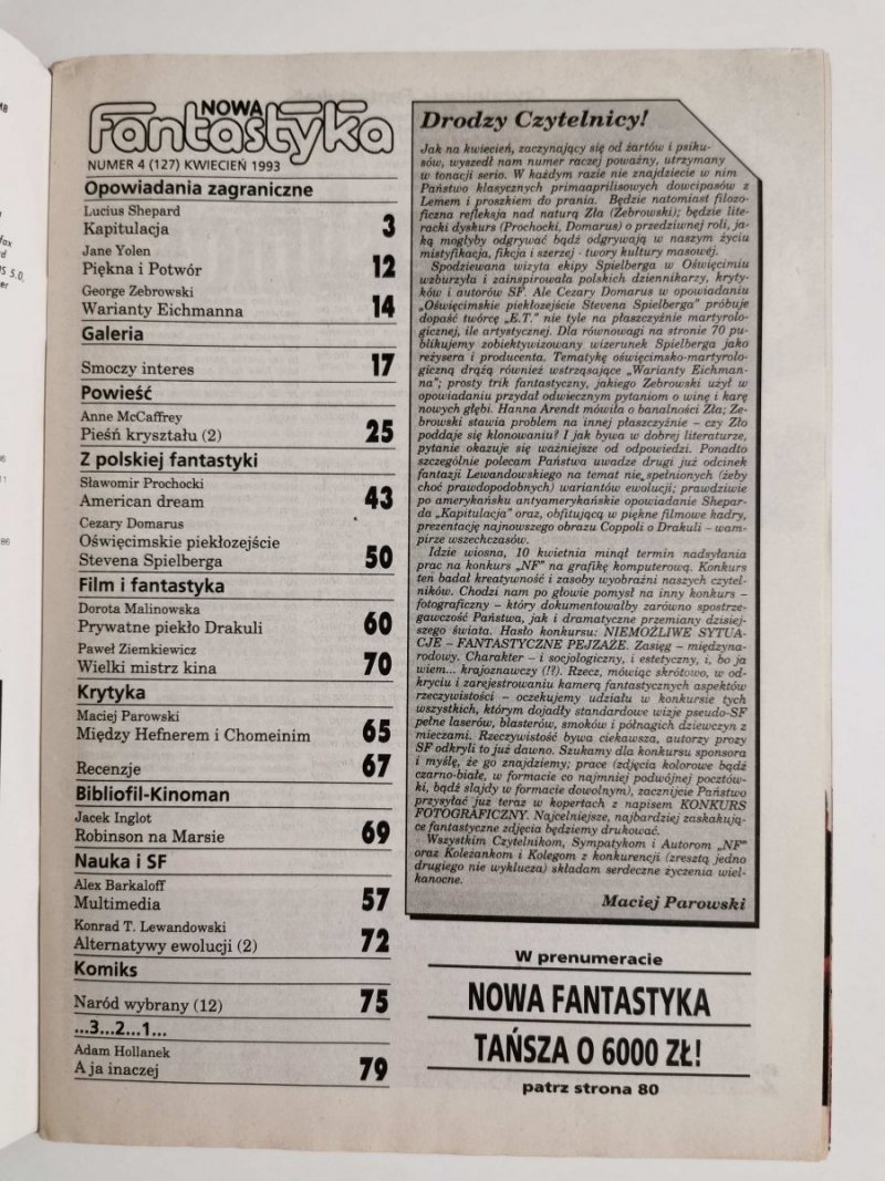 NOWA FANTASTYKA NUMER 4 (127) KWIECIEŃ 1993