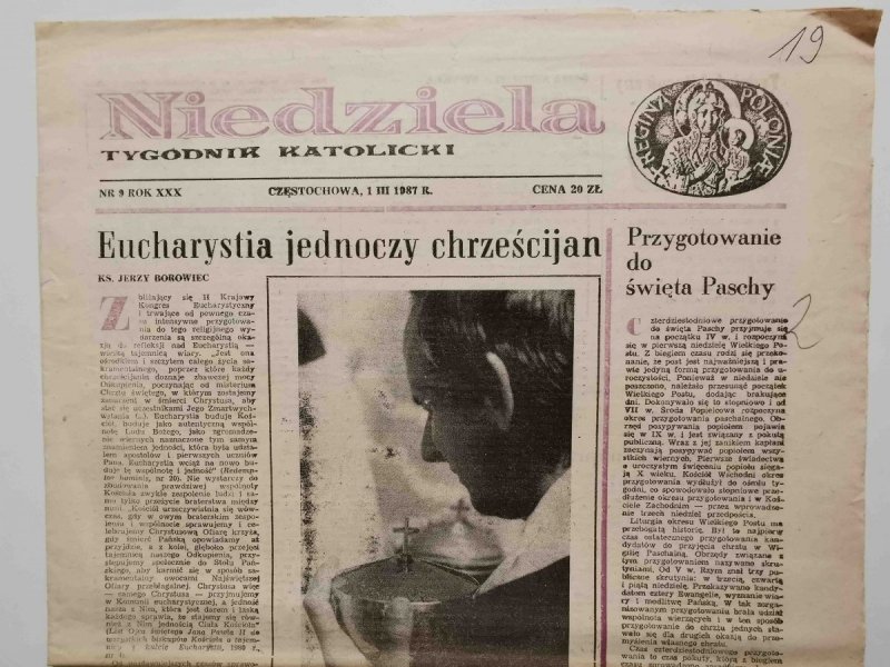 NIEDZIELA NR 9 ROK XXX CZĘSTOCHOWA, 1 III 1987 r.