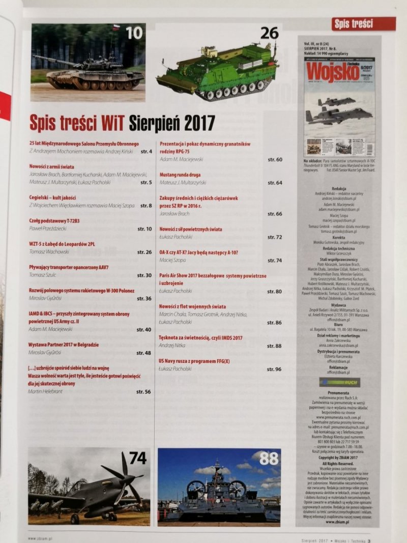 WOJSKO I TECHNIKA NR 8/2017 SIERPIEŃ 