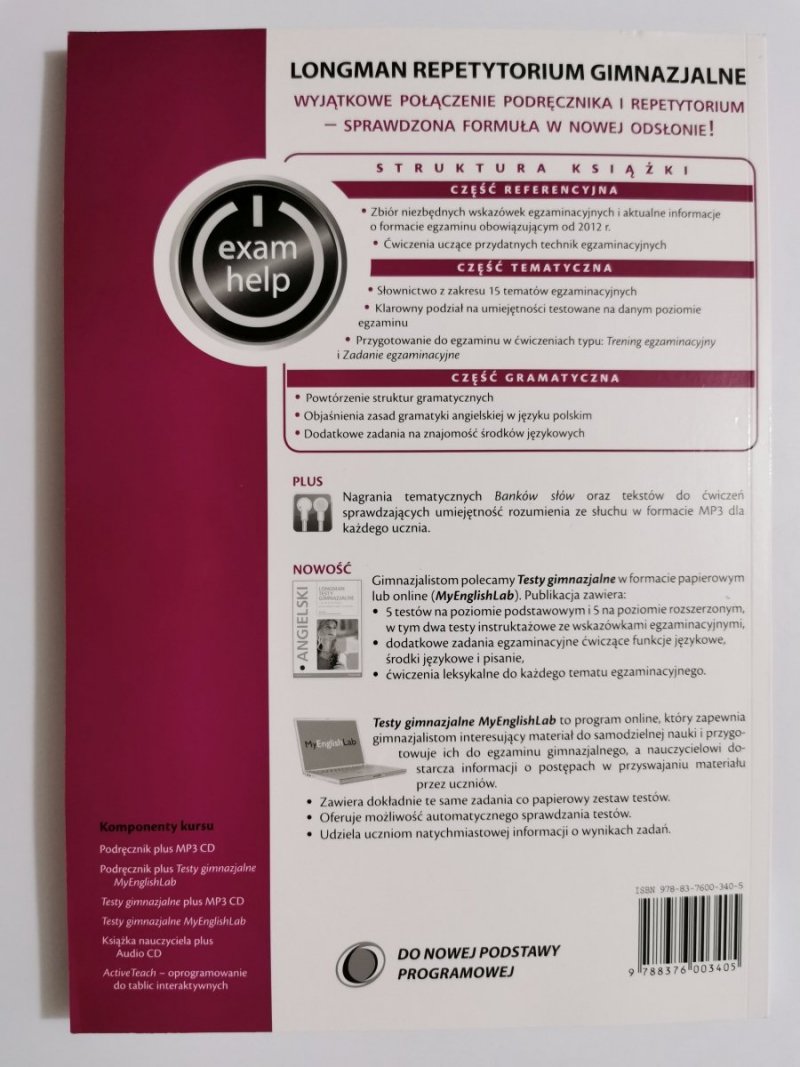 ANGIELSKI. LONGMAN REPETYTORIUM GIMNAZJALNE POZIOM PODSTAWOWY I ROZSZERZONY. KSIĄŻKA NAUCZYCIELA 2011