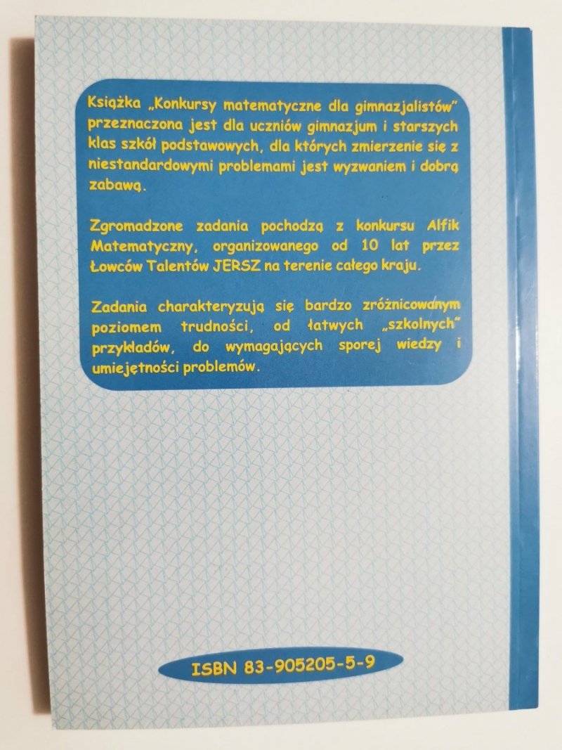 KONKURSY MATEMATYCZNE DLA GIMNAZJALISTÓW 2004