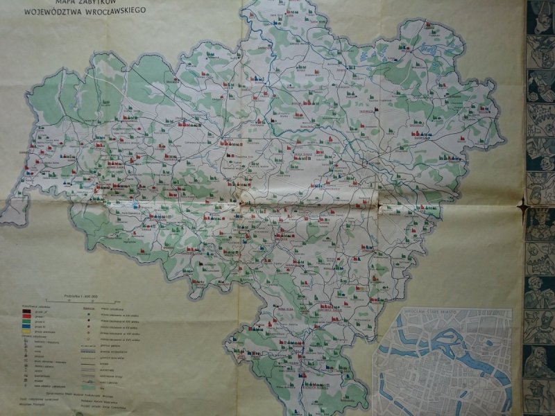 MAPA ZABYTKÓW WOJEWÓDZTWA WROCŁAWSKIEGO 1967