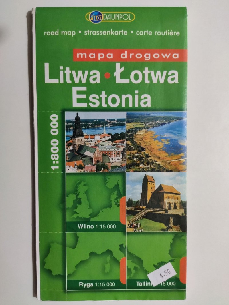 LITWA ŁOTWA ESTONIA  1:800 000 MAPA DROGOWA