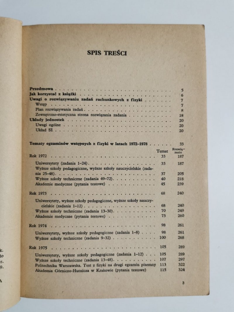 TEMATY EGZAMINÓW WSTĘPNYCH Z FIZYKI Z ROZWIĄZANIAMI - W. Góral 1979