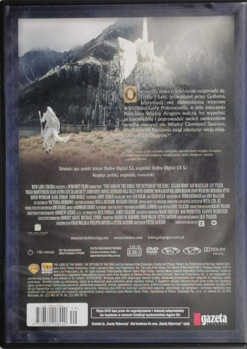 DVD. WŁADCA PIERŚCIENI. POWRÓT KRÓLA