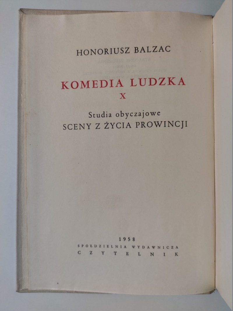 KOMEDIA LUDZKA X - Honoriusz Balzac