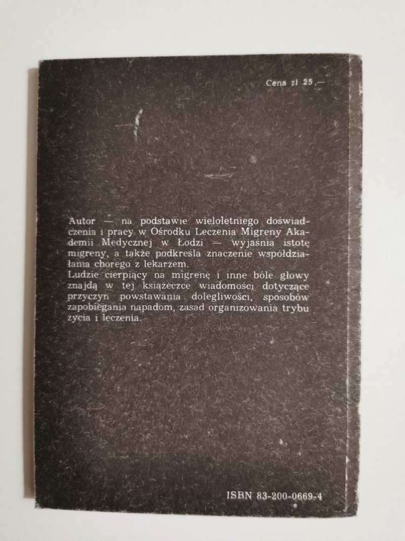 PORADNIK DLA CHORYCH NA MIGRENĘ - Antoni Prusiński 1983
