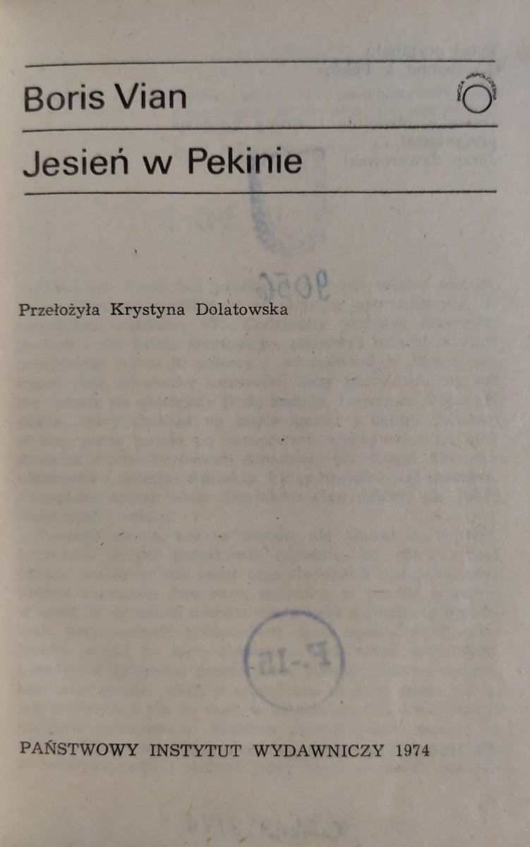 JESIEŃ W PEKINIE - Boris Vian