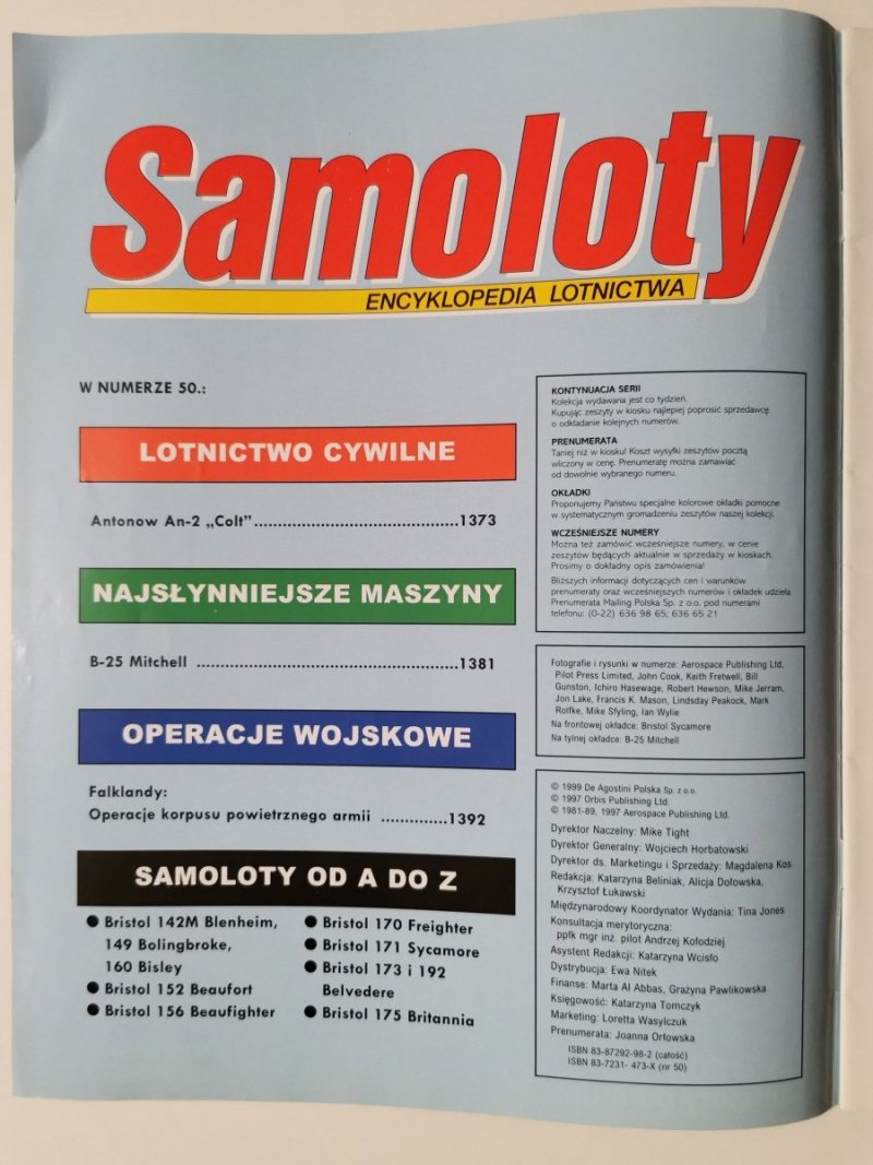 SAMOLOTY ENCYKLOPEDIA LOTNICTWA NR 50 
