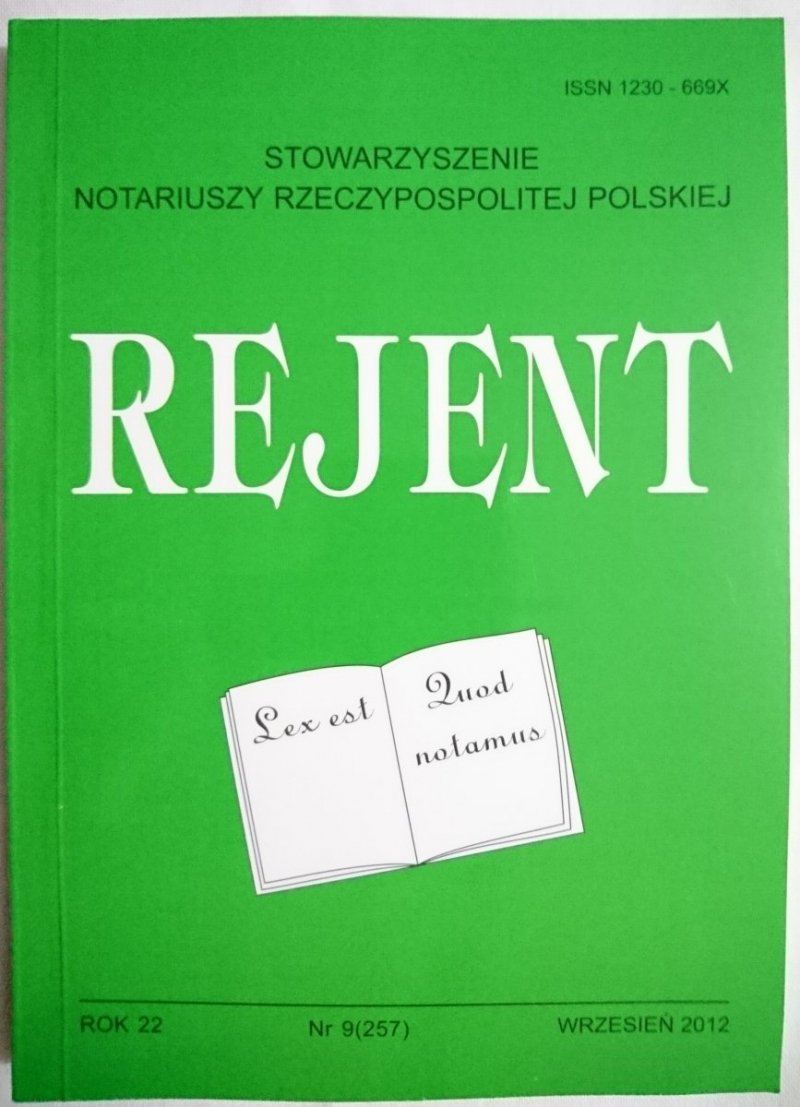 REJENT ROK 22 NR 9 (257) WRZESIEŃ 2012