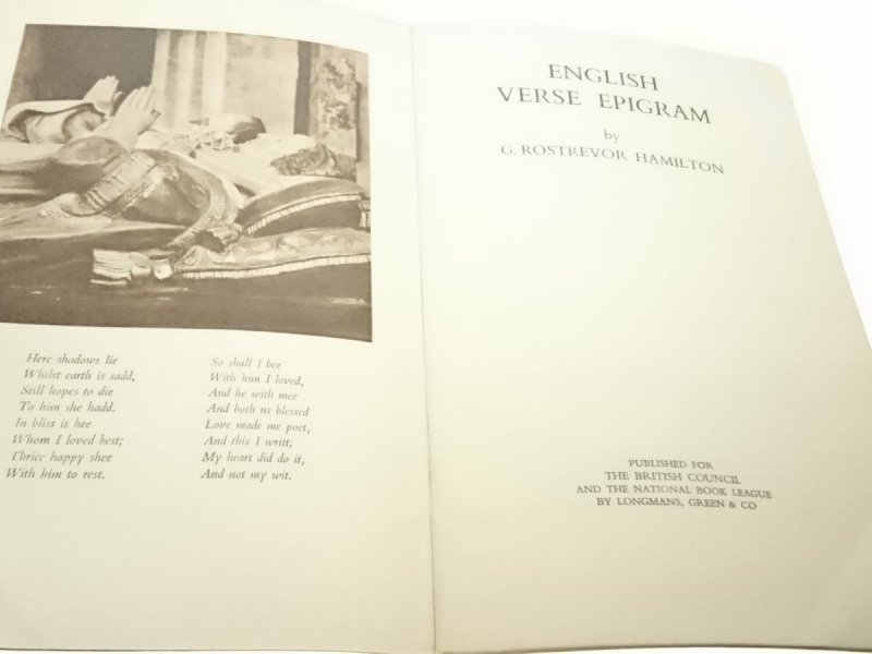 ENGLISH VERSE EPIGRAM - G. Rostrevor Hamilton 1965