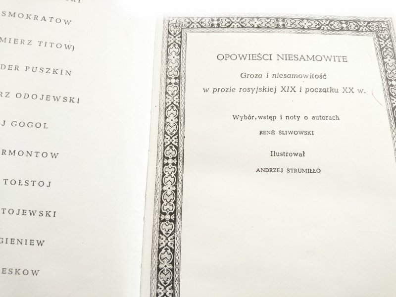OPOWIEŚCI NIESAMOWITE. GROZA I NIESAMOWITOŚĆ W PROZIE ROSYJSKIEJ XIX i POCZĄTKU XX w.