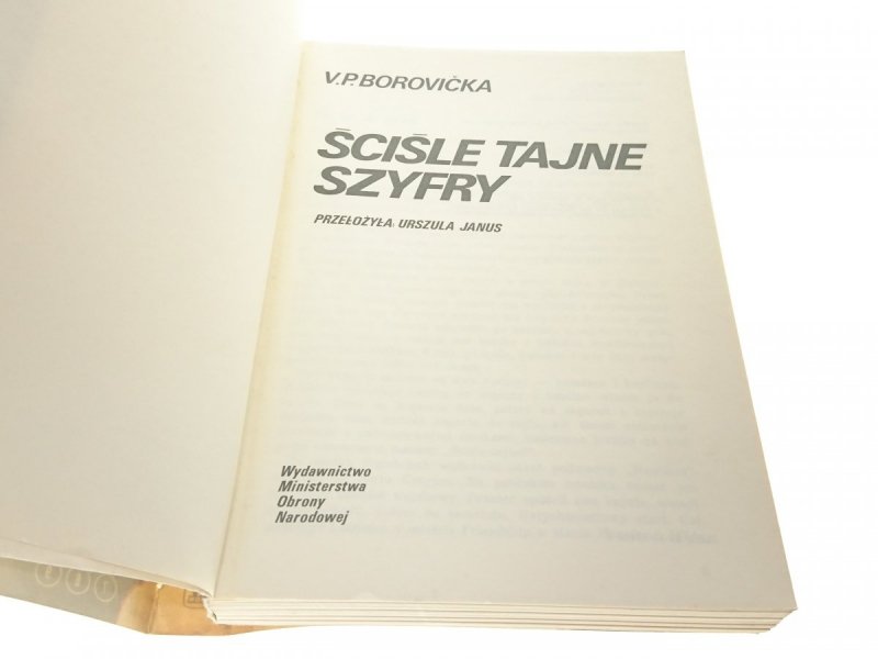 ŚCIŚLE TAJNE SZYFRY - V. P. Borovićka 1987