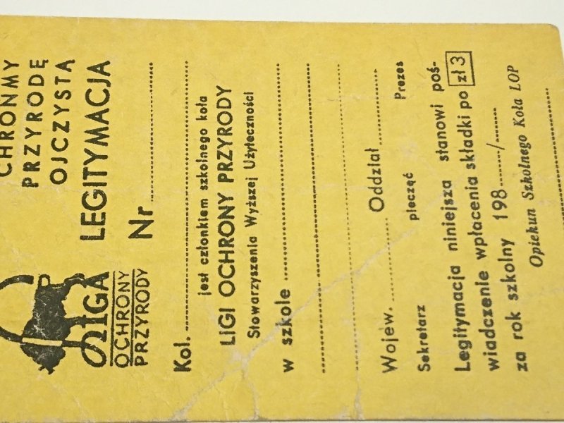 CHROŃMY PRZYRODĘ OJCZYSTĄ. LEGITYMACJA