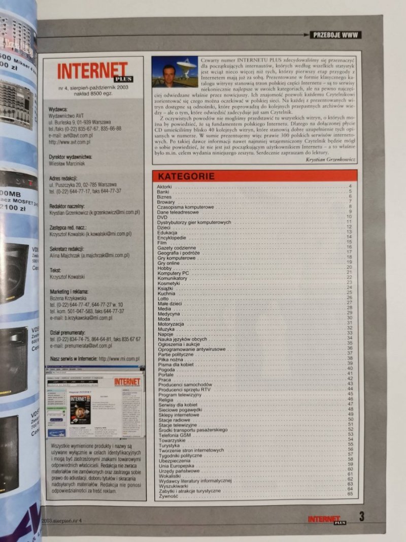 INTERNET PLUS NR 4 2003 BEZ PŁYTY CD