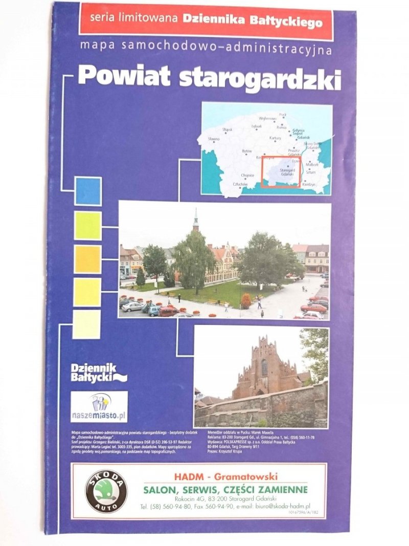 POWIAT STAROGARDZKI. MAPA SAMOCHODOWO-ADMINISTRACYJNA 