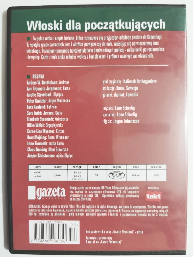 DVD. WŁOSKI DLA POCZĄTKUJĄCYCH. REŻ. LONE SCHERFING