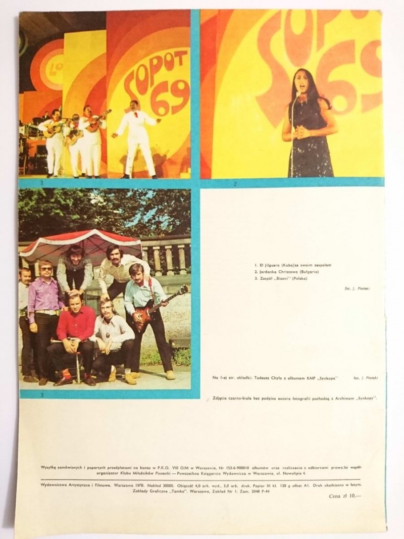 KLUB MIŁOŚNIKÓW PIOSENKI SYNKOPA album 13 1970