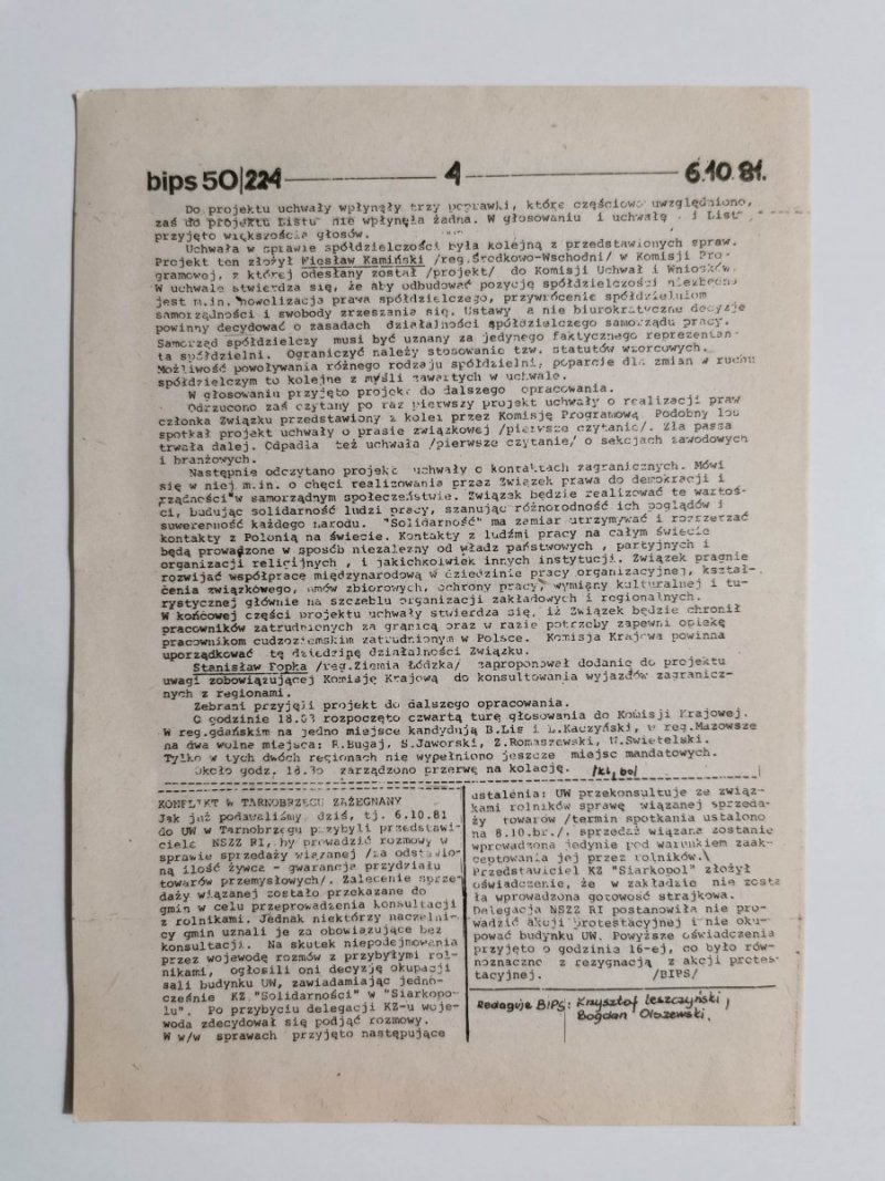 BIPS SERWIS INFORMACYJNY NR 50/224 GDAŃSK 6.10.81