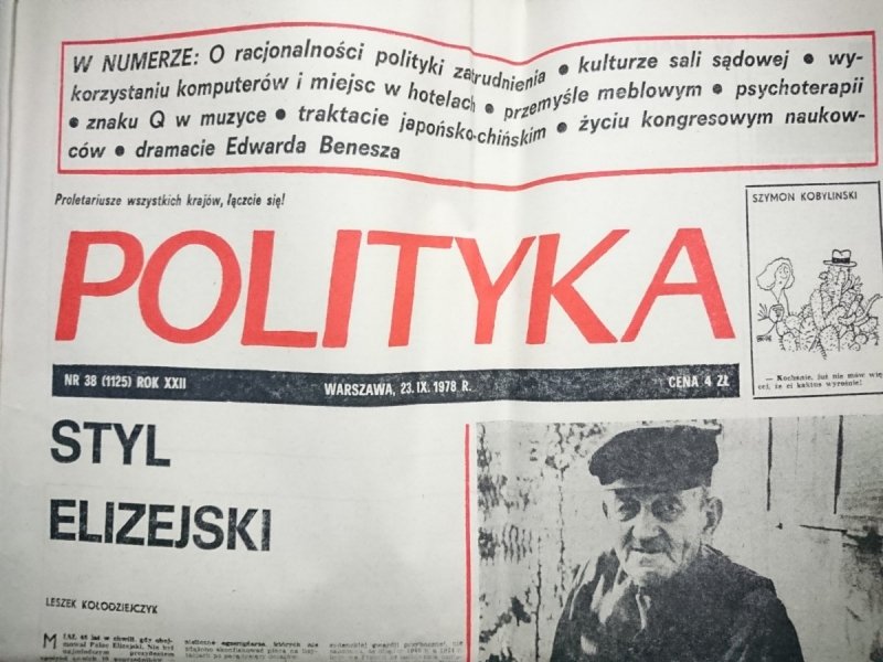 POLITYKA NR 38 (1125) ROK XXII WARSZAWA 23.IX.1978