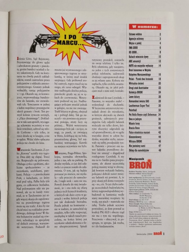 BROŃ NR 4 (15) KWIECIEŃ 2000 PISTOLET Z CHORWACJI