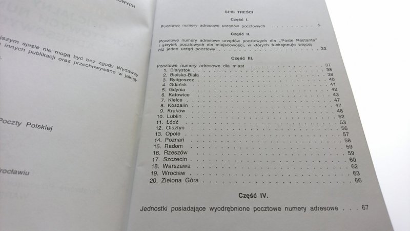 OFICJALNY SPIS POCZTOWYCH NUMERÓW ADRESOWYCH 1999