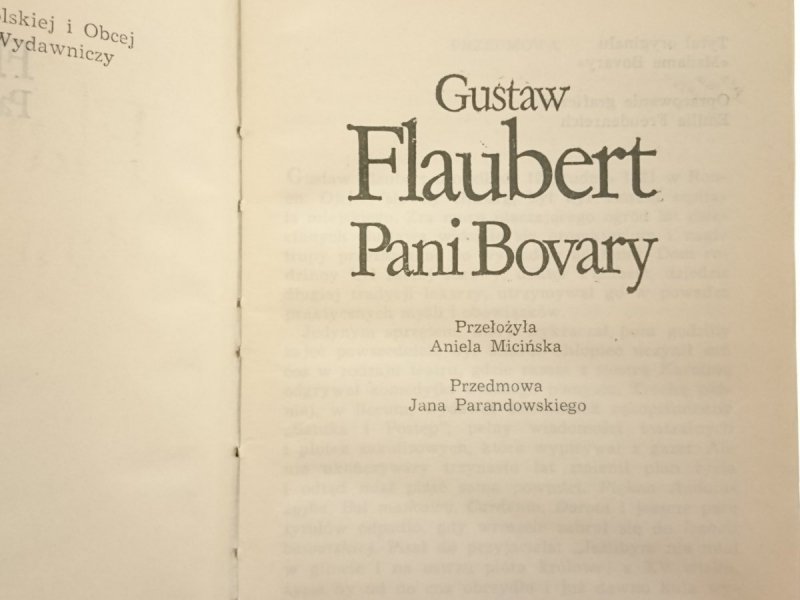 PANI BOVARY - Gustaw Flaubert 1976