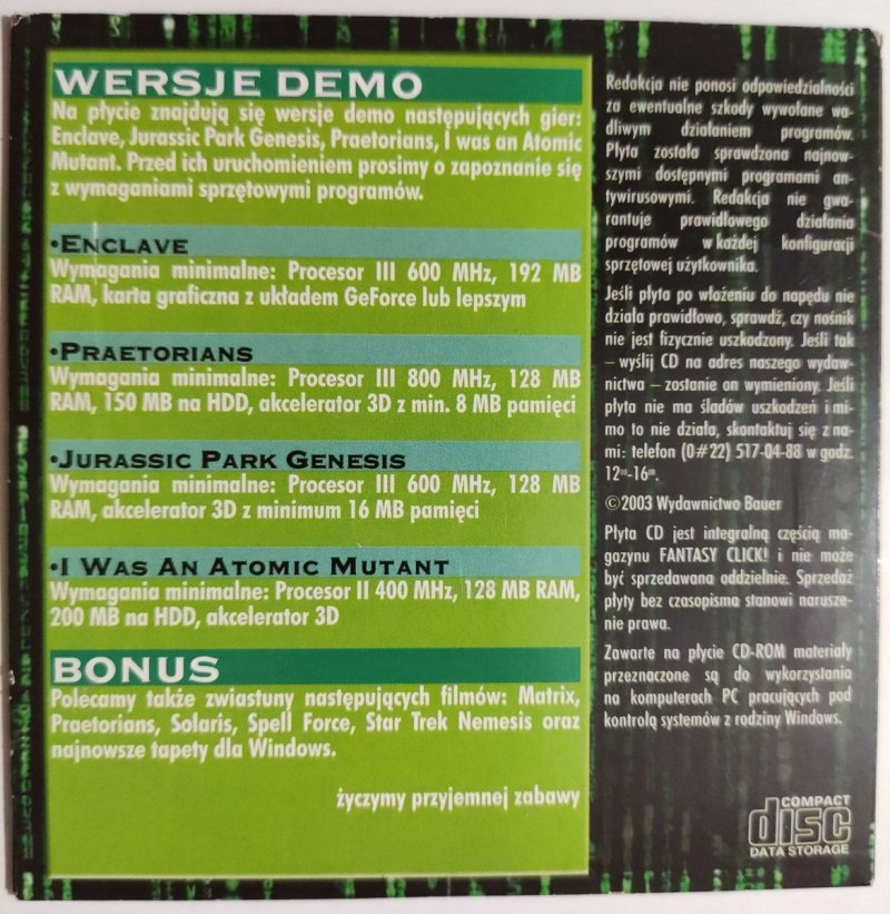 CD. CLICK! FANTASY MARZEC 2003
