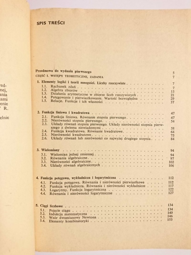 MATEMATYKA W ZADANIACH DLA KANDYDATÓW NA WYŻSZE UCZELNIE CZĘŚĆ 1 1987