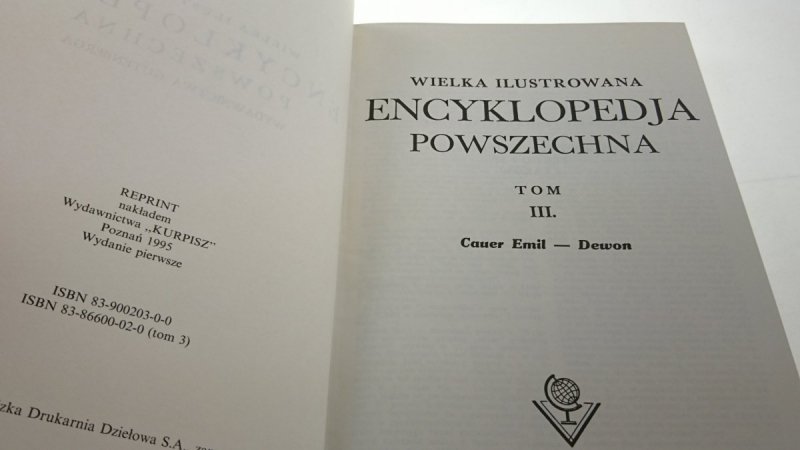 ENCYKLOPEDJA POWSZECHNA TOM III CAUER EMIL-DEWON